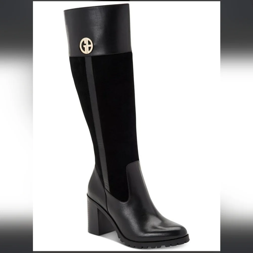 Giani Bernini Kaidyn Black Leather & Suede Knee High Riding Boots Size 10 NIB - Picture 1 of 5